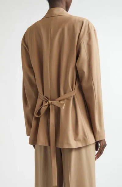 Lafayette 148 New York Tropical Wool Blend Tie Back Jacket In Brown