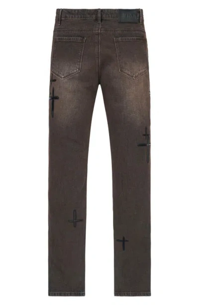 Rta Bryant Cross-patch Skinny Jeans In Brown