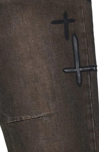 Rta Bryant Cross-patch Skinny Jeans In Brown