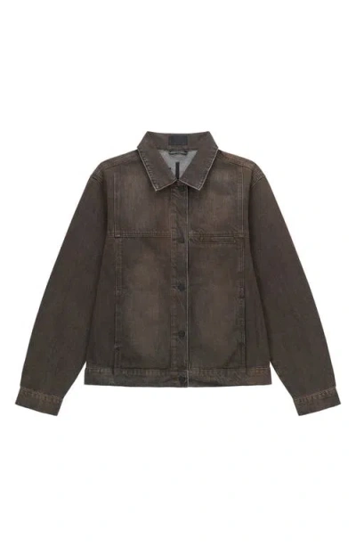Rta Valentiano Logo-embroidered Denim Jacket In Brown