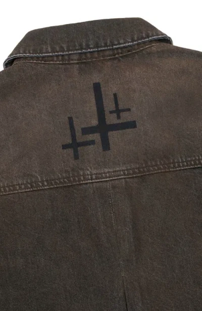 Rta Valentiano Logo-embroidered Denim Jacket In Brown