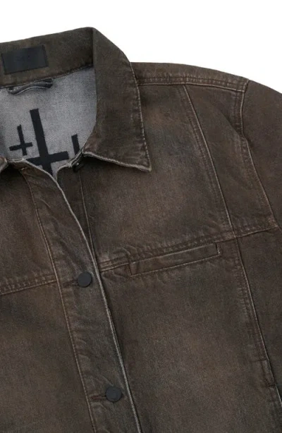 Rta Valentiano Logo-embroidered Denim Jacket In Brown