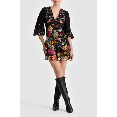 Alice And Olivia Irene Mini Dress Solar Strength Black In Multi