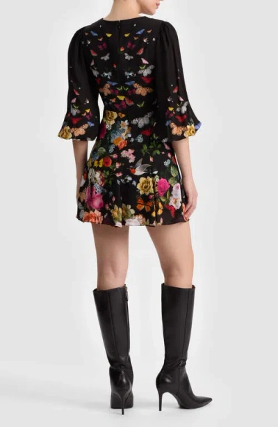 Alice And Olivia Irene Mini Dress Solar Strength Black In Multi