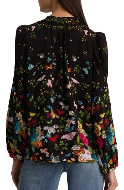 Alice And Olivia Helen Blouson Sleeve Blouse In Black