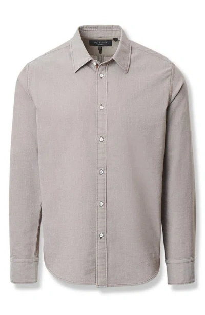 Rag & Bone Tomlin Stretch Dobby Button Front Shirt In Gray