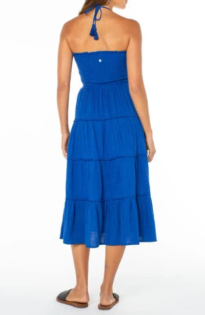 Roxy Ellie Smocked Midi Sundress In Blue