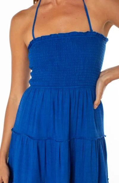 Roxy Ellie Smocked Midi Sundress In Blue