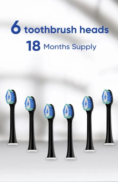Mysmile Elite Sonic Toothbrush Replacement Heads (6 Pack) - Black In Black