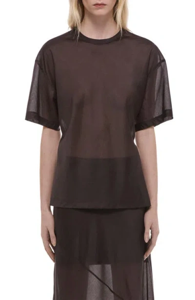 Helmut Lang Sheer Relax Airy Tee Bistre In Brown