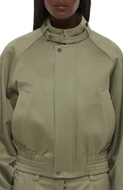 Helmut Lang Cotton Twill Bomber Jacket In Green
