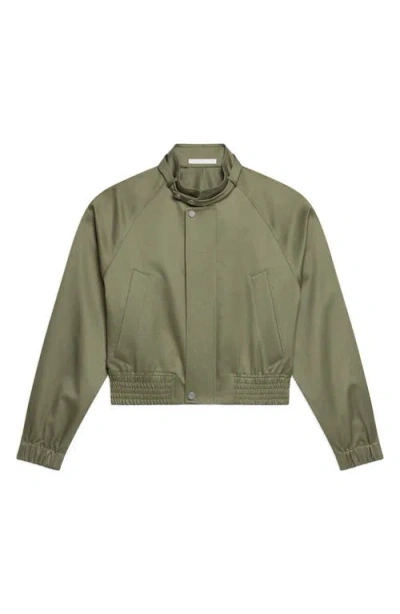 Helmut Lang Cotton Twill Bomber Jacket In Green