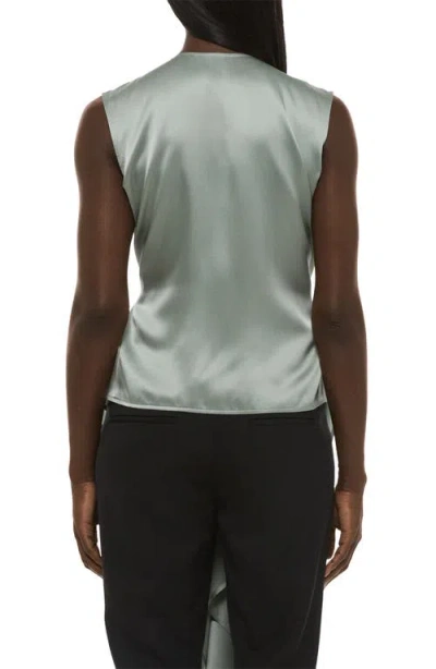 Helmut Lang Scarf Drape Detail Reversible Silk Top In Gray
