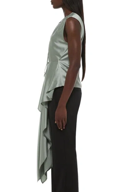 Helmut Lang Scarf Drape Detail Reversible Silk Top In Gray