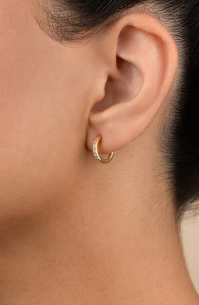 Sterling Forever Sterling Silver Thin Bezel Statement Hoops In Gold