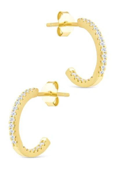 Sterling Forever Sterling Silver Thin Bezel Statement Hoops In Gold