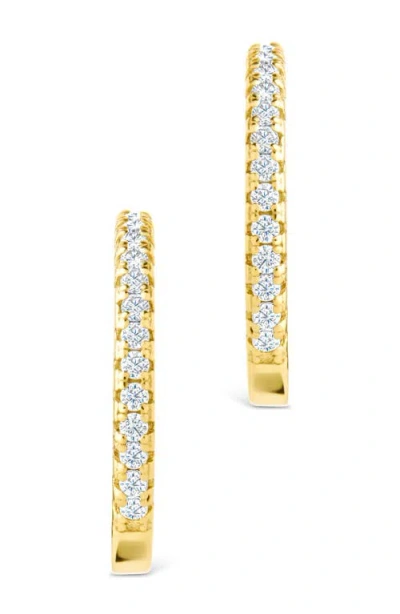 Sterling Forever Sterling Silver Thin Bezel Statement Hoops In Gold
