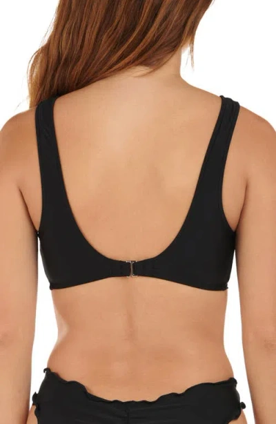 Citrus Solid Merrow Bralette Bikini Top In Black