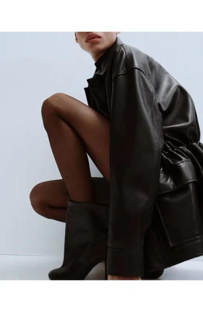 Mango Leather Stiletto Bootie In Multi