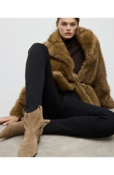 Mango Suede Kitten Heel Ankle Boot In Multi