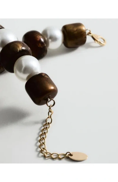 Mango Beaded Statement Necklace In Brown