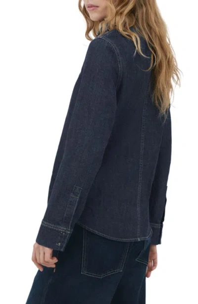Mango Tie Neck Denim Button-up Shirt In Multi
