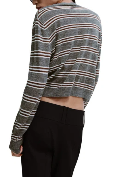 Mango Stripe Crop Sweater In Gray