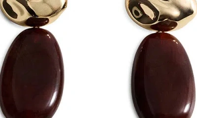 Mango Statement Drop Earrings In Brown