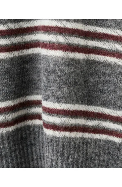 Mango Stripe Crop Sweater In Gray