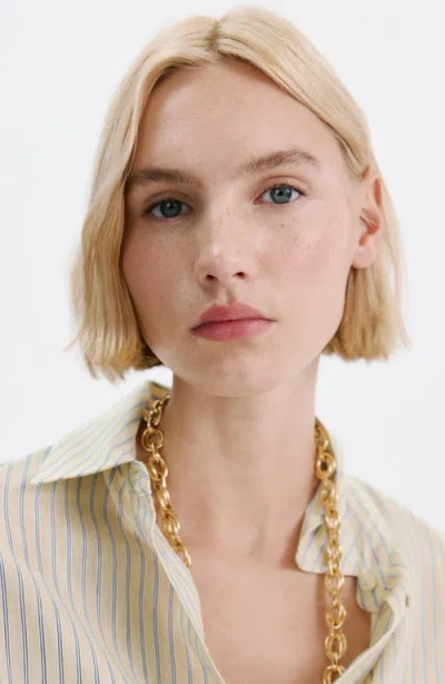 Mango Stripe Oversize Button-up Shirt In Multi