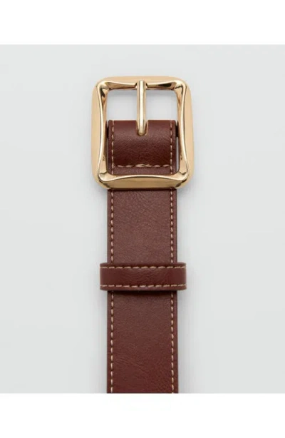 Mango Square Buckle Belt In Orange