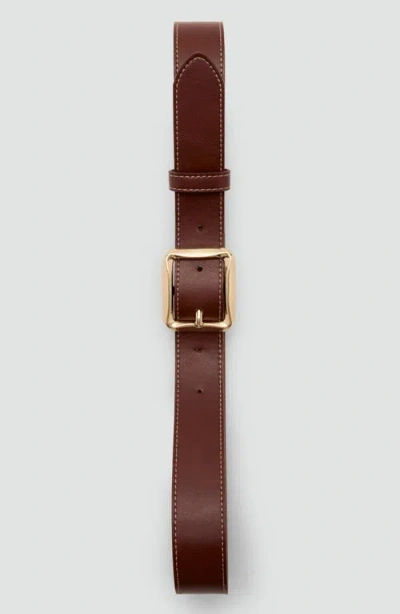 Mango Square Buckle Belt In Orange