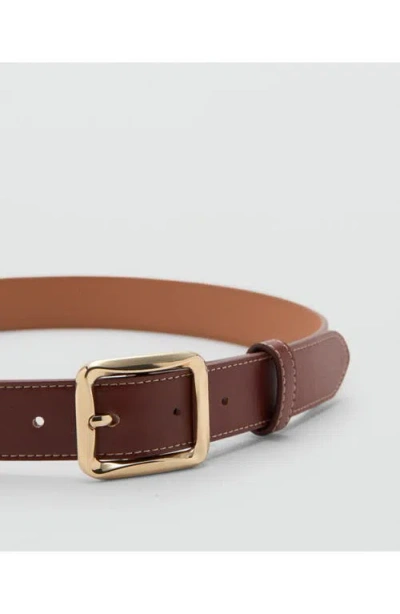 Mango Square Buckle Belt In Orange