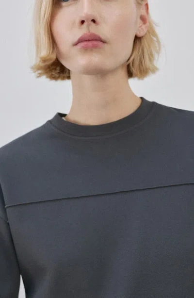 Mango Ruched Sleeve Sweatshirt In Gray