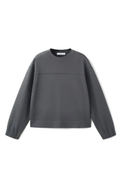 Mango Ruched Sleeve Sweatshirt In Gray