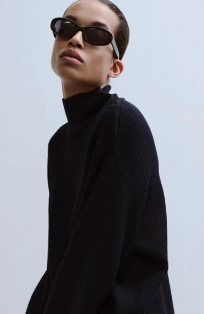Mango Shoulder Button Mock Neck Sweater In Multi