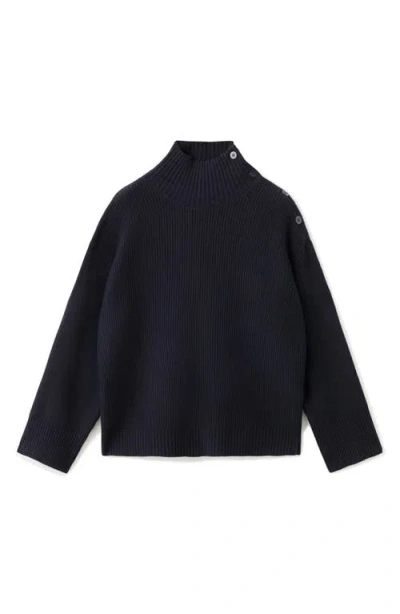 Mango Shoulder Button Mock Neck Sweater In Multi