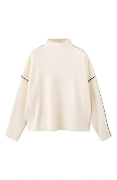 Mango Piped Mock Neck Sweater In Neutral