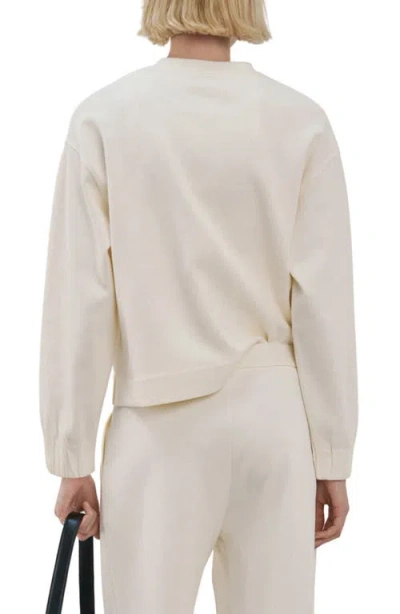 Mango Ruched Sleeve Sweatshirt In Neutral