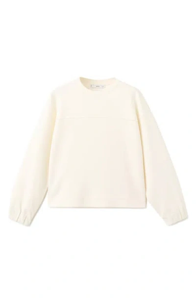 Mango Ruched Sleeve Sweatshirt In Neutral