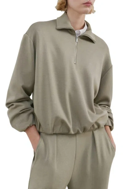 Mango High Neck Balloon Sweatshirt Khaki In Brown