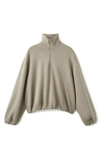 Mango High Neck Balloon Sweatshirt Khaki In Brown