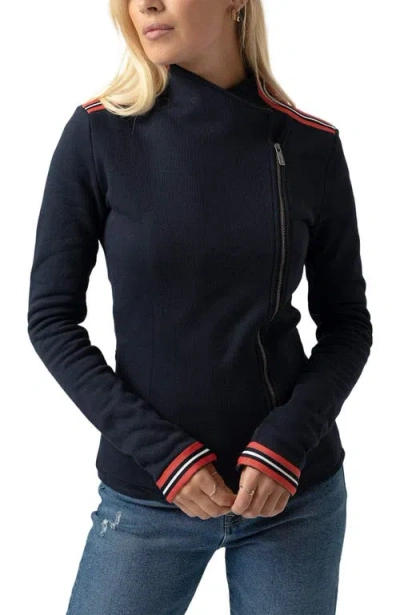 Saint + Sofia Cotton Biker Jacket In Blue