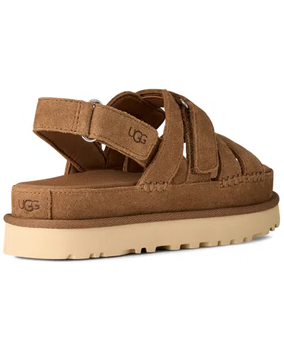 Ugg Goldenstar Flat Slingback Suede Sandals In Brown