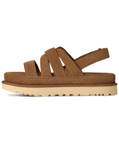 Ugg Goldenstar Flat Slingback Suede Sandals In Brown