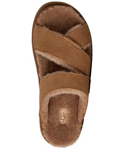 Ugg Chestnut Suede Greenport Cross Strap Sandals In Brown