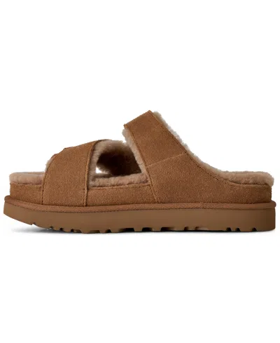 Ugg Chestnut Suede Greenport Cross Strap Sandals In Brown