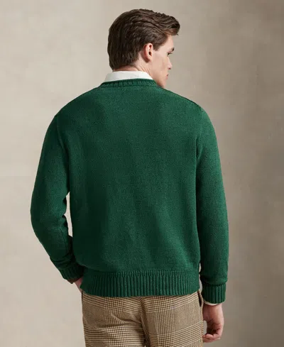 Polo Ralph Lauren Long Sleeve Cotton Linen Society Bear Rollneck Sweater In Green