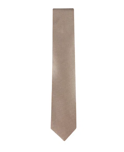 Calvin Klein Men's Grid Pattern Silk Tie In Brown