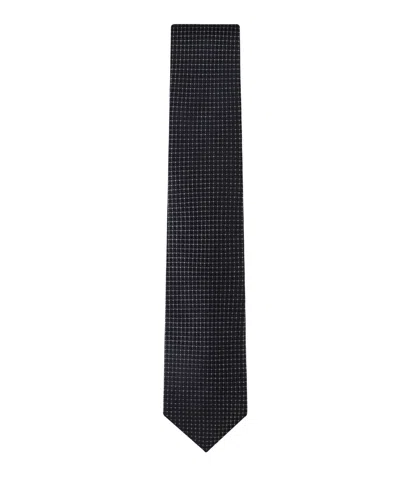 Calvin Klein Men's Grid Pattern Silk Tie In Metallic